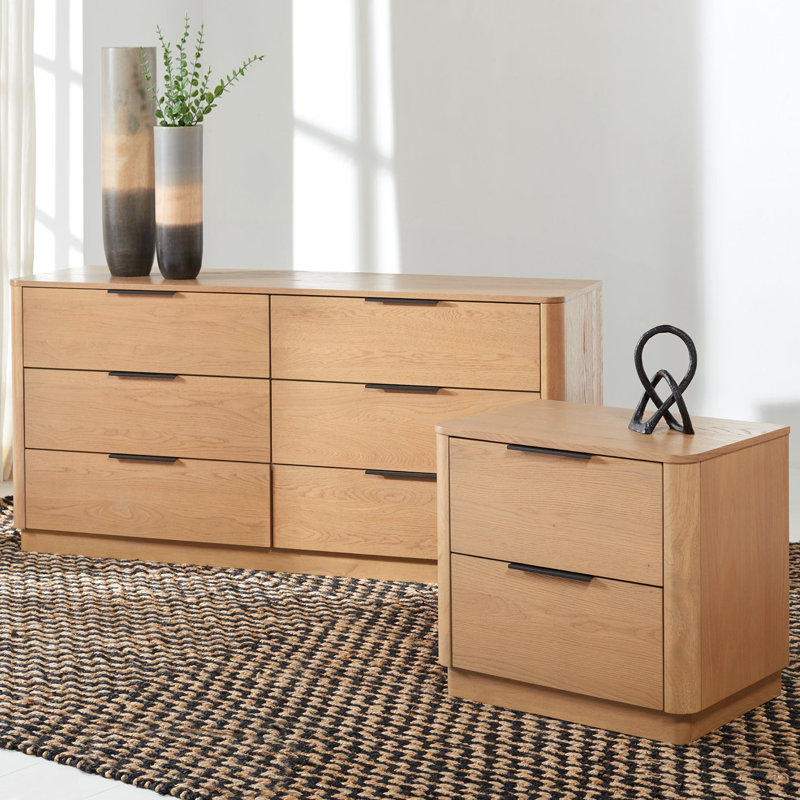 Ensemble de commode 3 pièces Tahani, Naturel/noir