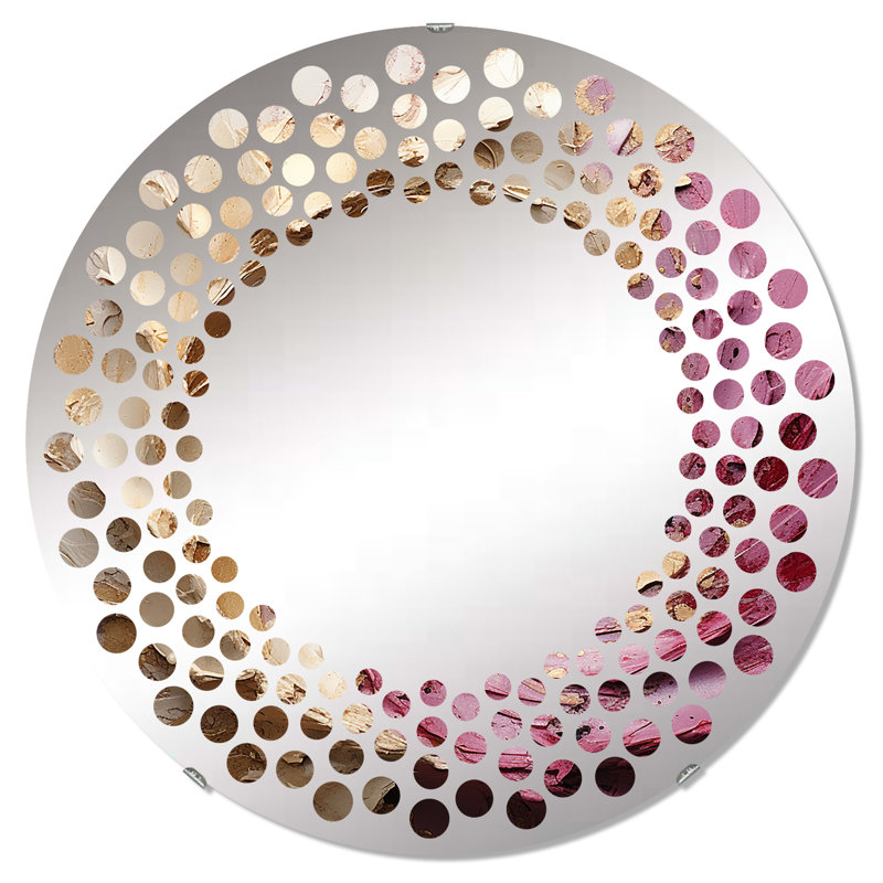 Miroir mural à pois or rose et minimalisme MIR106129 C, 23,6 po x 23,6 po