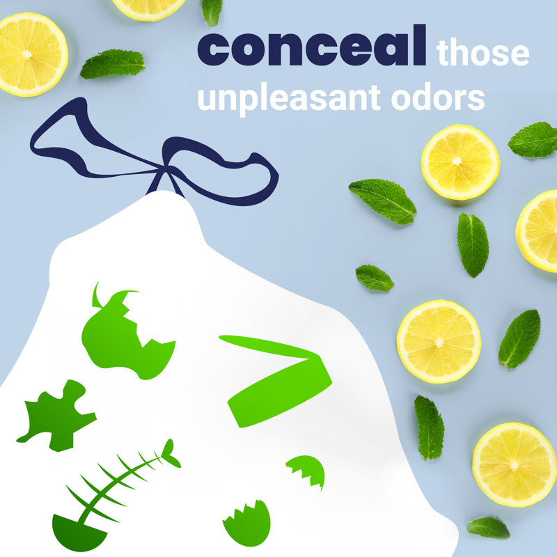 happimess Lemon Scented Drawstring Trash Can Liner 60 Count, 5.3 Gallons