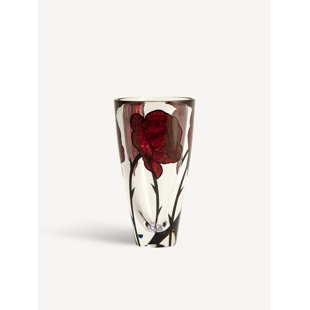 Tattoo Clear/Red 10" Glass Table Vase