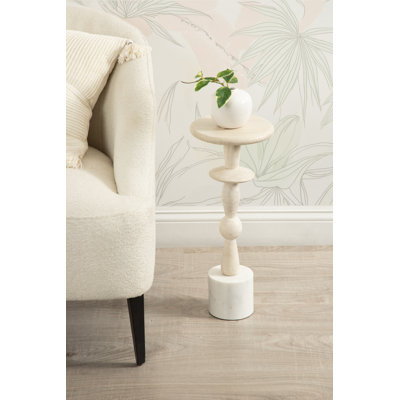 Table ronde en bois et marbre