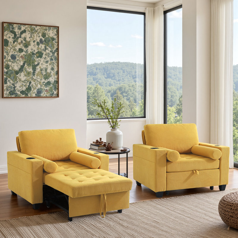 Upholstered Accent Chair, Yellow