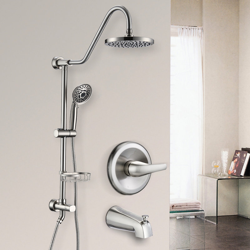Douche murale avec pomme de pluie 8 po et douchette au fini nickel brossé