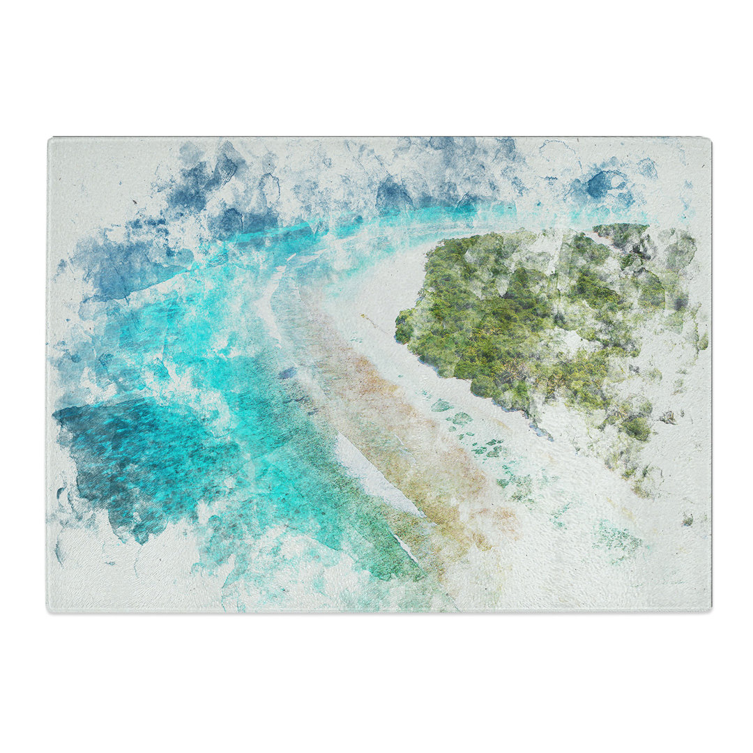 Tempered Glass Maldives Beach Chopping Board