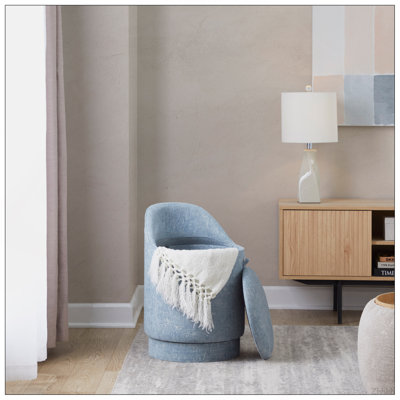 Tabouret de coiffeuse 18 po rembourré en tissu bleu clair