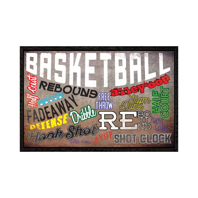 Basketball Slang - Print on Canvas, 101.6 cm H x 66.04 cm W, Black Floater Framed