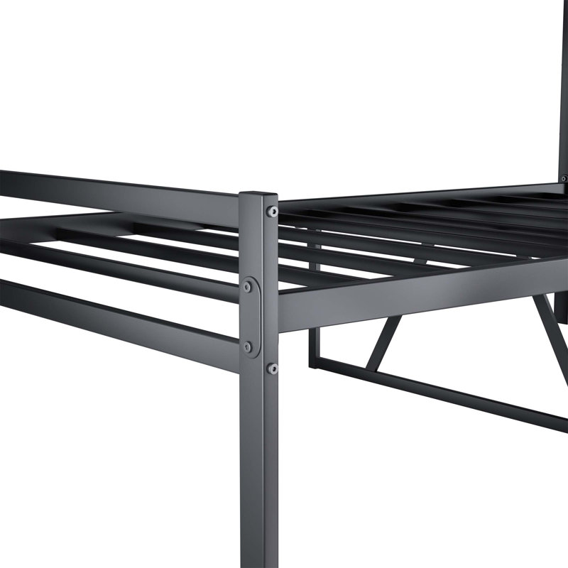 Structure de lit plateforme en métal robuste avec tête de lit élégante, aucun sommier requis pour les chambres modernes