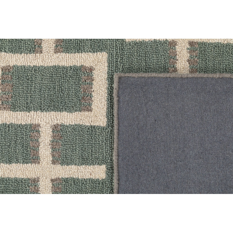 Scandinavian Hand-Tufted Blue Wool Runner Rug