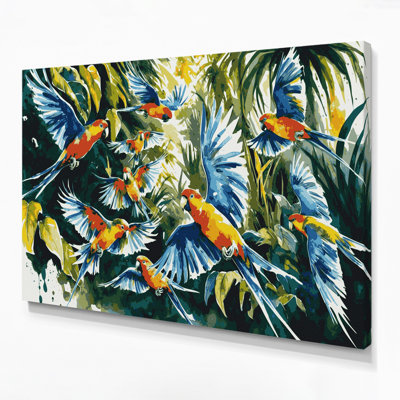 Birds Rainbow Lorikeet Blue Canvas Wall Art