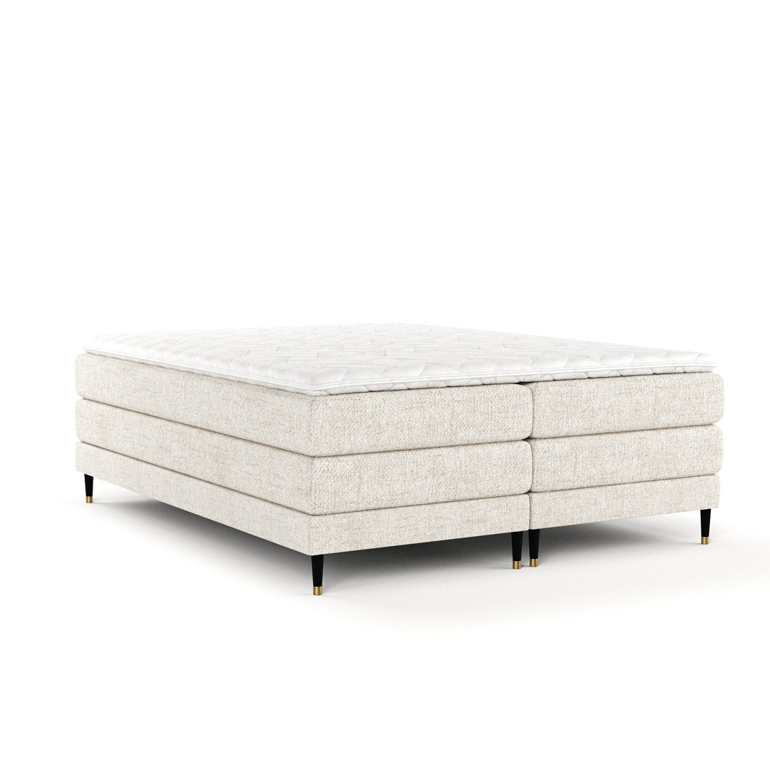 Premium Boxspringbett mit Zwei Matratzen und Latex Topper