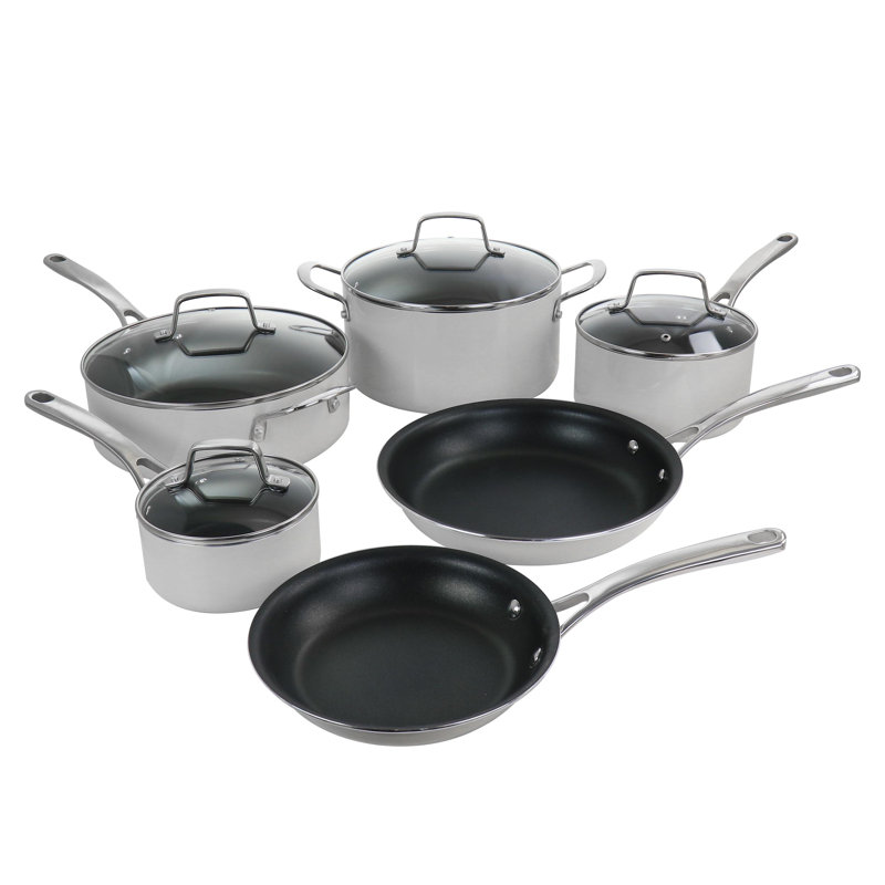 Batterie de cuisine antiadhésive en aluminium 10 pièces Martha Stewart, Blanc