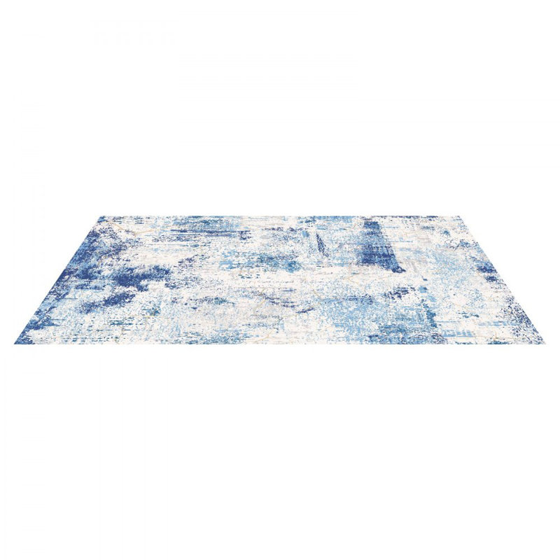 Grand tapis 5 x 7 pi antidérapant et résistant aux déchirures - bleu moderne