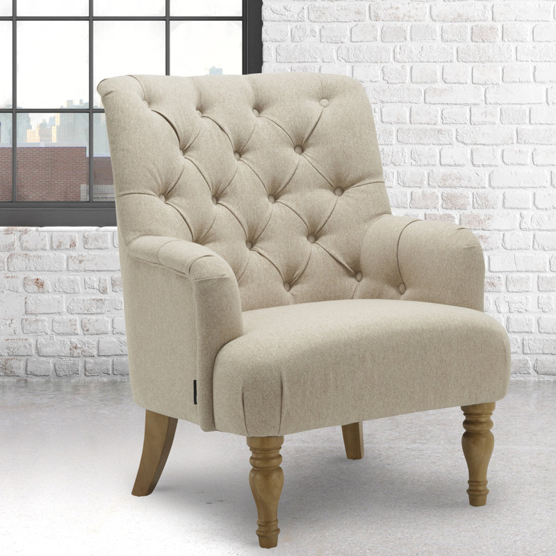 Hegland 73Cm Wide Tufted Polyester Blend Armchair, Wheat