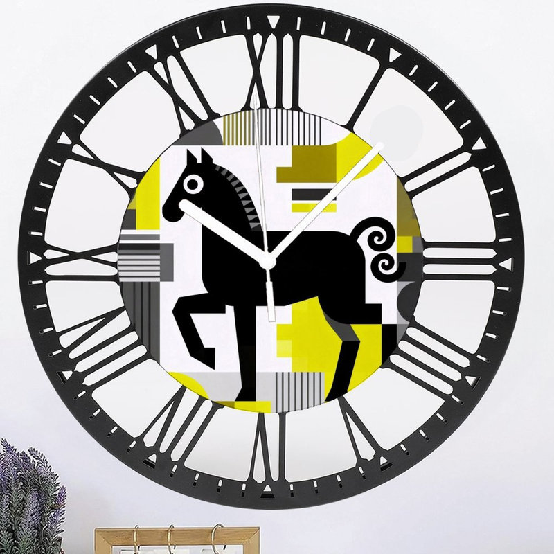 Horloge murale ronde en fer 10 po avec mouvement à quartz silencieux, chiffres romains, impression UV
