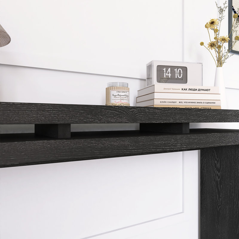 Console Antique Natural Farmhouse - Table d'entrée en bois rétro, Noir
