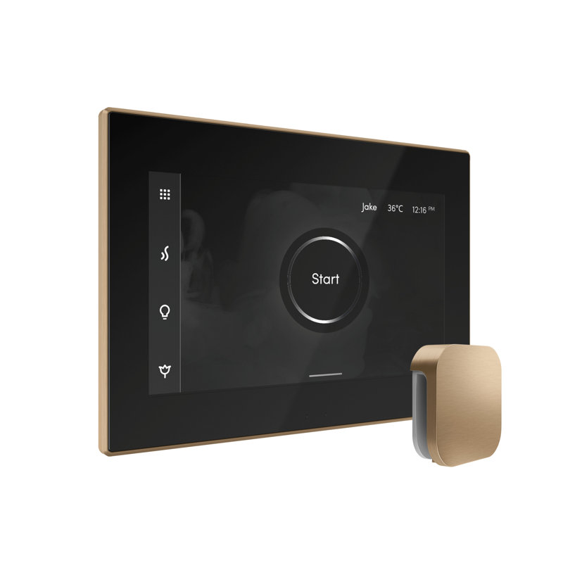 Ensemble de contrôle de douche à vapeur XButler Max avec contrôle iSteamX et tête de vapeur linéaire , Bronze brossé