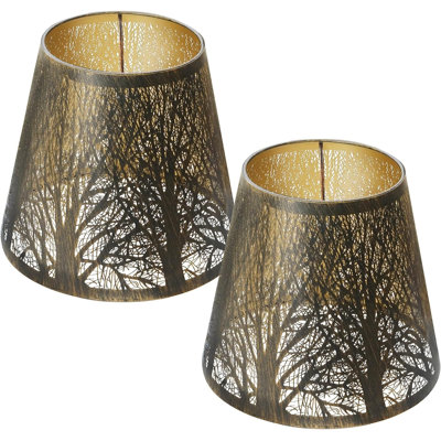 Double petite abat-jour bronze doré avec pince sur abat-jour, ensemble de 2 ampoules Alucset Barrel pour lampe de table murale 5 x 8 x 7 pouces