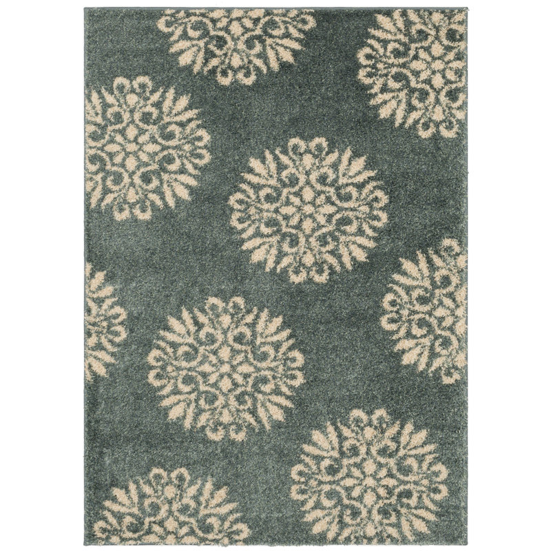 Tapis ornemental bleu Yasir, Rectangle 3 pi 4 po x 5 pi 6 po