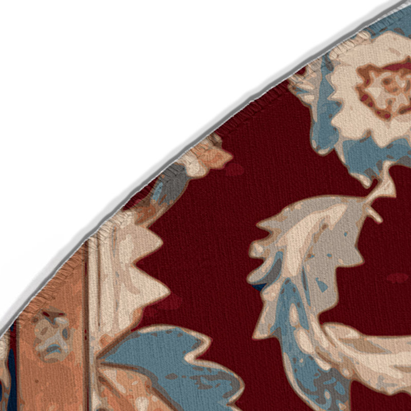 Tapis rouge intérieur et extérieur Tabriz, Rond 5 pi