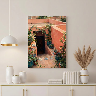 Art mural sur toile Gallery Wrap pour le salon, la chambre à coucher, le bureau ou le vestibule - Décoration murale décorative avec jardin sur cour