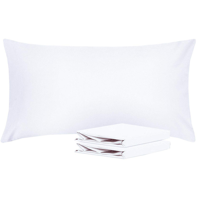 Taies d'oreiller de lit, 1800 taies d'oreiller en microfibre brossée avec fermeture à enveloppe - NTBAY, Blanc