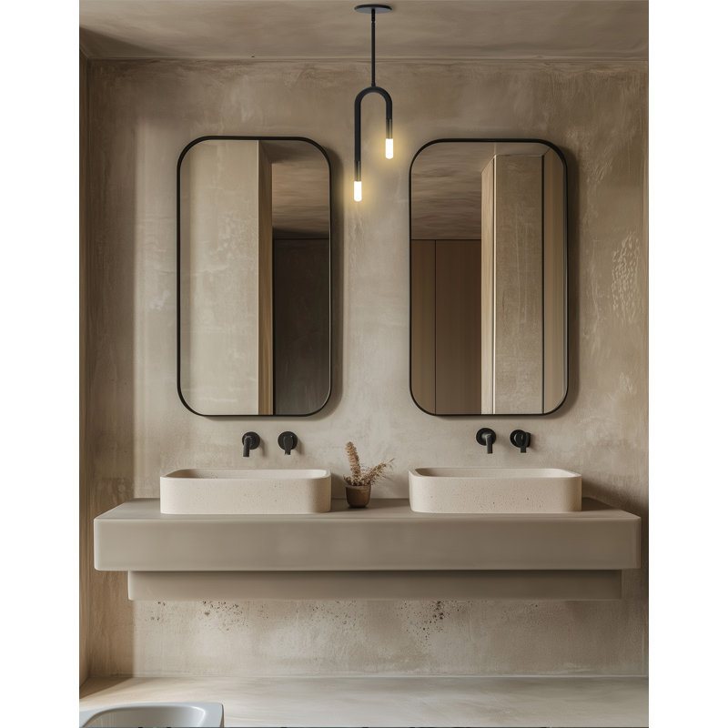 Luminaire suspendu incandescent 2 lumières Wand, Noir mat