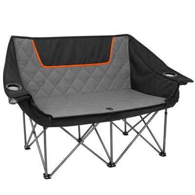 Heavy Duty Oversized 2-Person Folding Camping Chair, 600D Oxford Portable Outdoor Seat with 660LBS Weight Capacity, Cup Holders & Storage Pocket, Ideal for Beach Fishing Picnic Travel