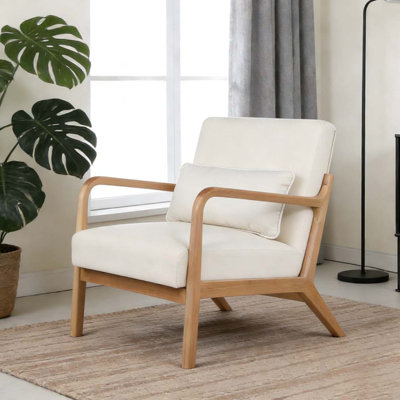 Modern Armchair, Accent Chair with Solid Wood Frame