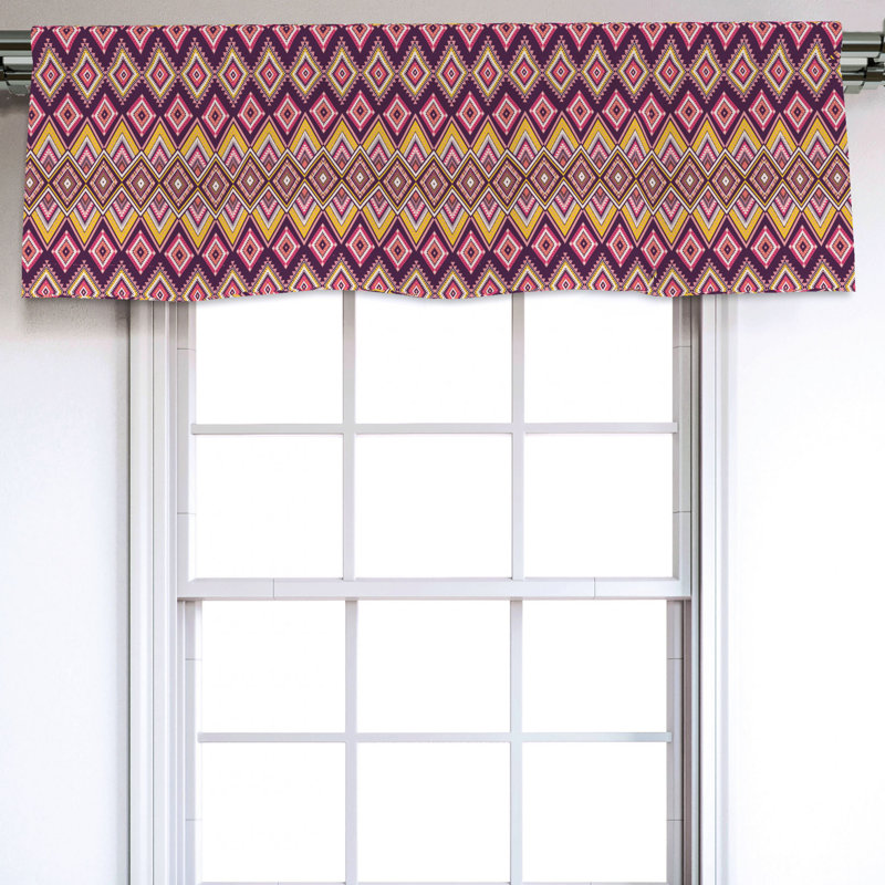 Sateen Geometric Ruffled Window Valance