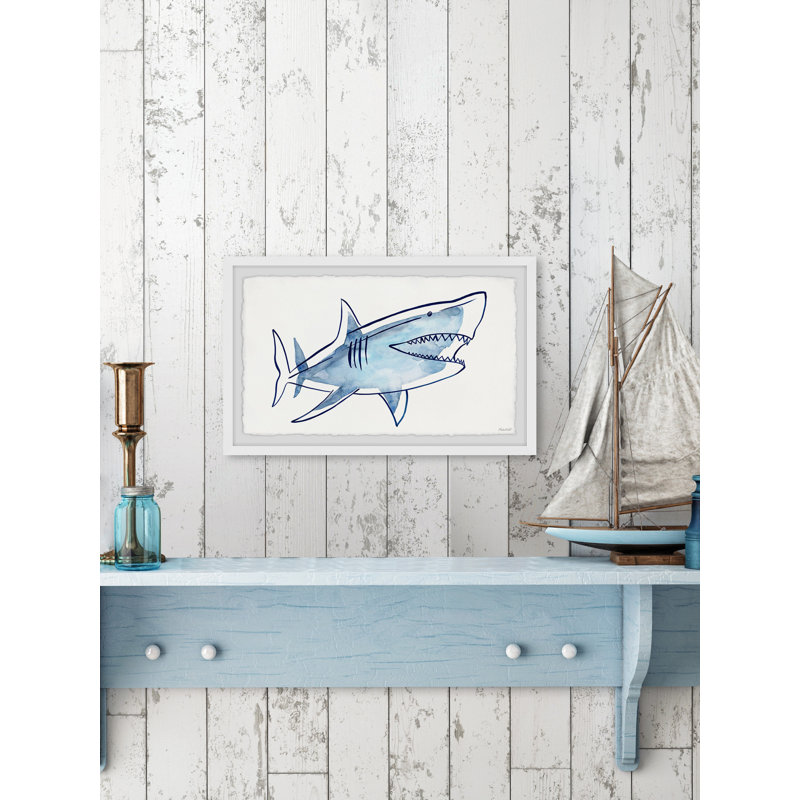 Shark Outline - Single Picture Frame Painting, 41 cm H x 61 cm W