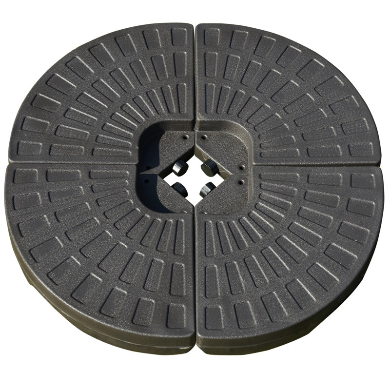 Base de parasol en porte-à-faux 4 pièces, poids stable et durable en forme d'éventail, poignées encastrées, matériau résistant à l'usure, 148 lb d'eau ou 220 eau / sable, patio à café, lourd fiable, intégré,
