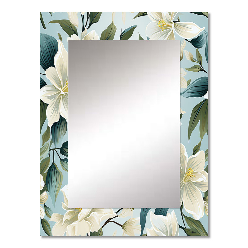 Motif tropical Deirore Coastal Neutrals - miroir unique tropical, 32 po x 24 po