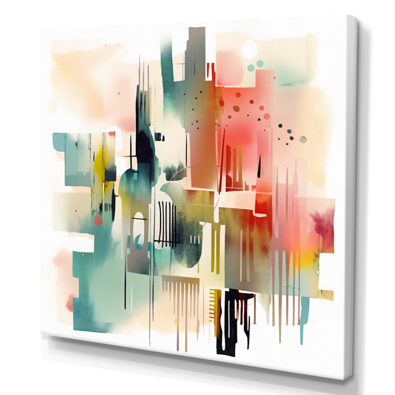 «Orange and Blue Artistic Expressions II», reproduction sur toile géométrique moderne, H 30 po x l 30 po x P 1 po