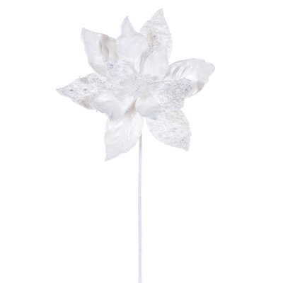17" Poinsettia Blanc Perle 11" Flwr 2/Bg