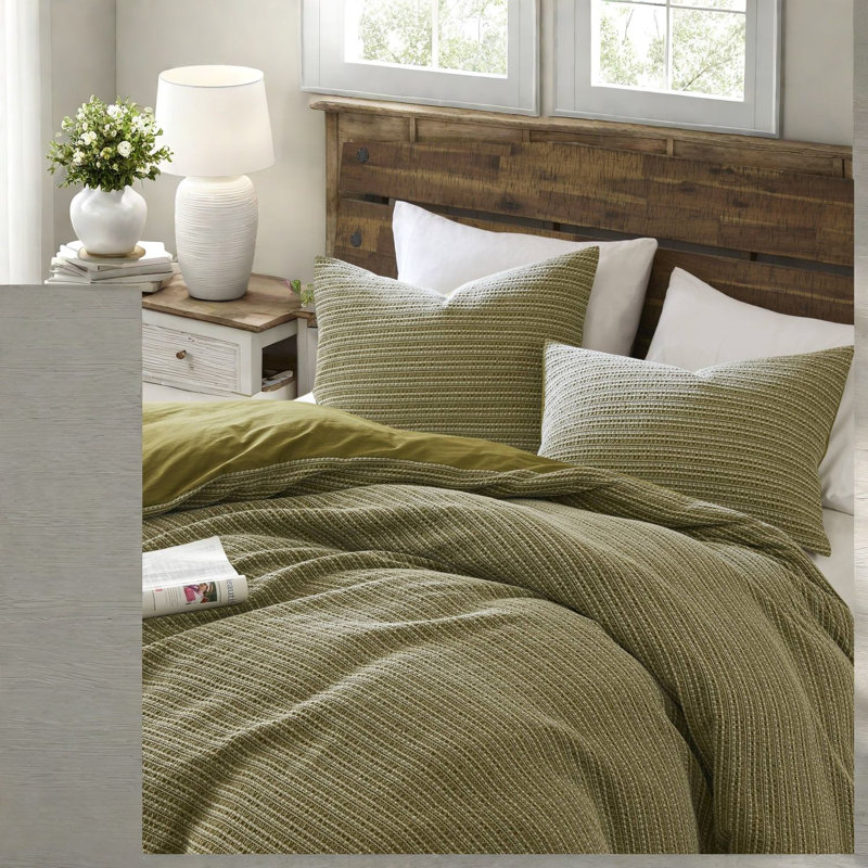 Ensemble de literie pour lit très grand en coton de qualité supérieure, texture gaufrée pour un confort toutes saisons