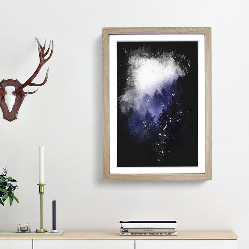 Forest Fog in Germany - Picture Frame Painting Print, Oak Framed, 33cm H x 24cm W x 2cm D