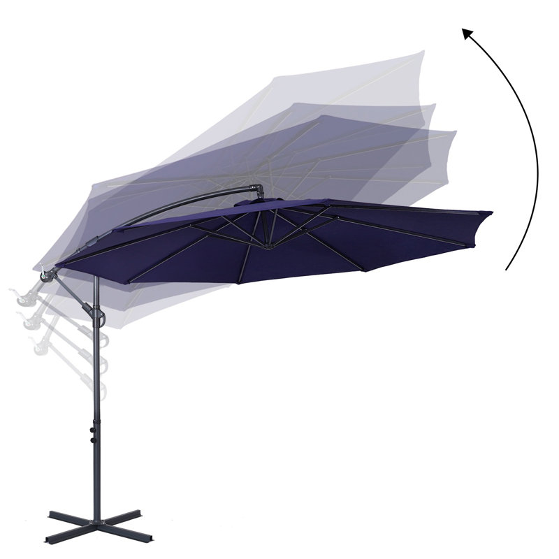 Parasol en porte-à-faux rond 120 "Atanase, Bleu marine