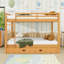 Grand lit superposé en bois avec échelle et lit gigogne simple TG-349651895