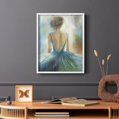 «Lady in Blue», reproduction encadrée - bois massif
