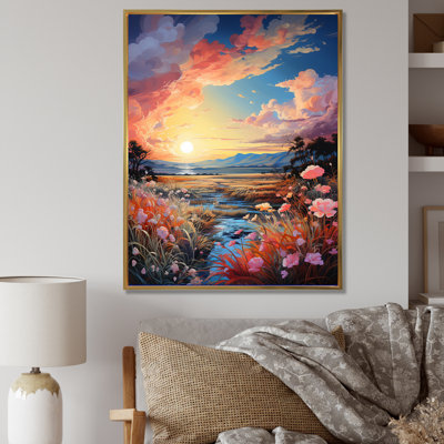 " Clouds Sunset Liquid Ink Landscape III "