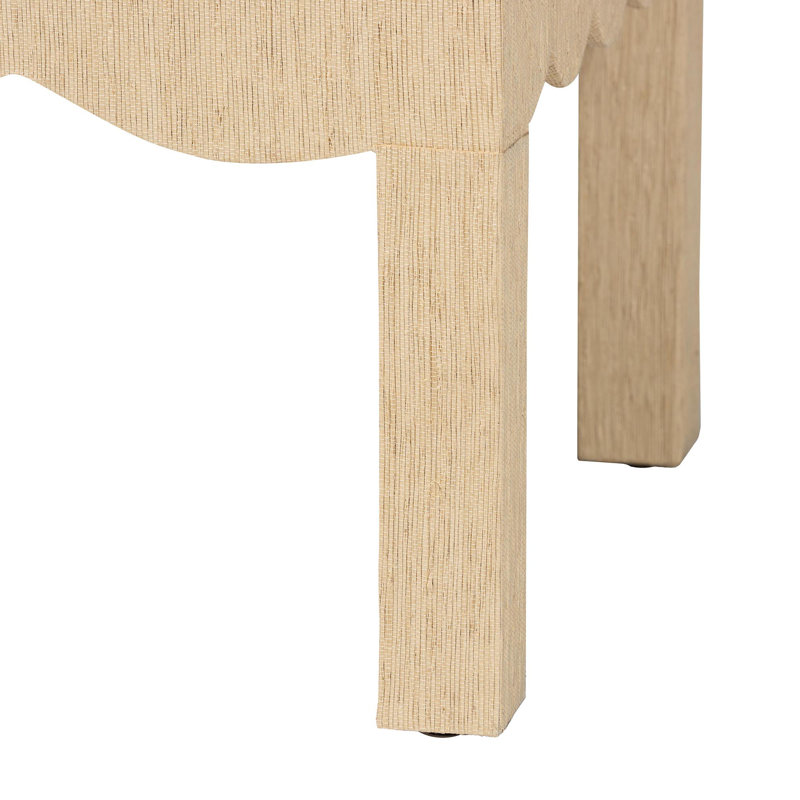 Table basse Bali & Pari Mason Natural Grasscloth - Table d'appoint rectangulaire avec tablier festonné, centre de table moderne de style bord de mer