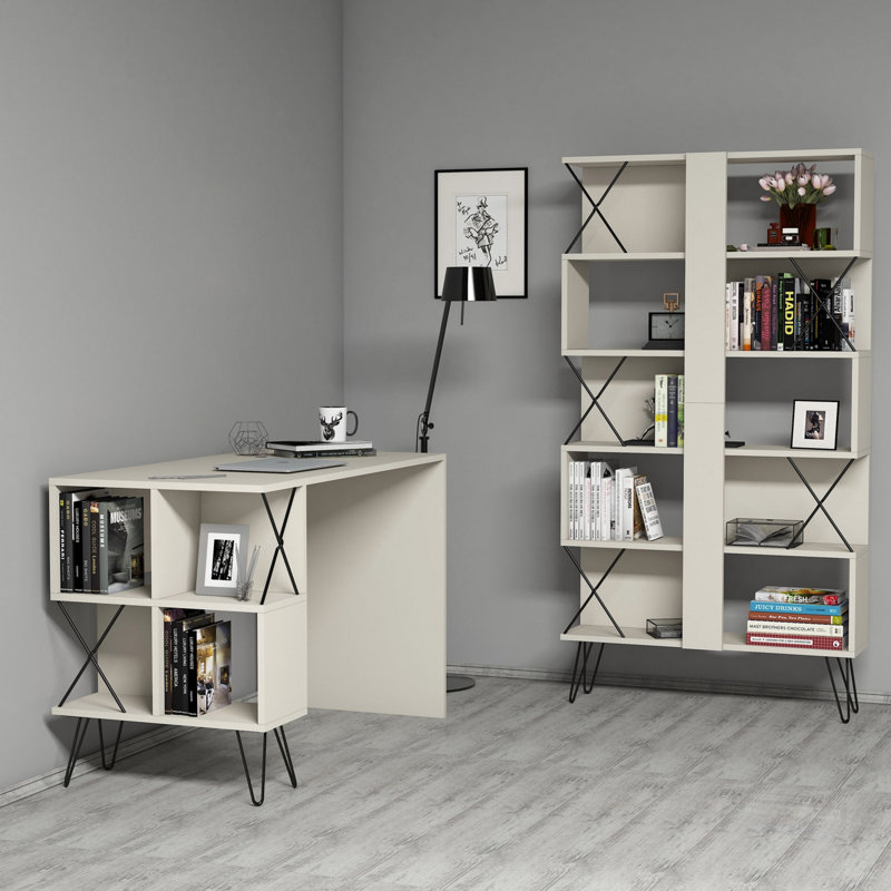 Jarrettsville 2 Piece Writing Desk Office Set, White