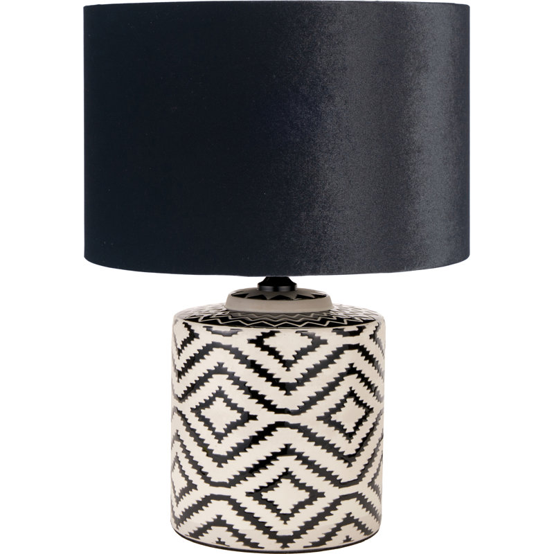 Batruk Ceramic Table Lamp, Velvet, Black