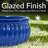 Outdoor Ceramic Ribbed Bowl Planter - Imperial Blue