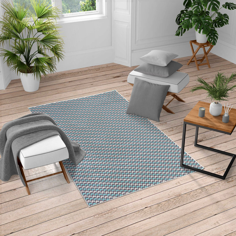 Tapis bleu ciel / taupe / gris, Rectangle 10 pi x 15 pi