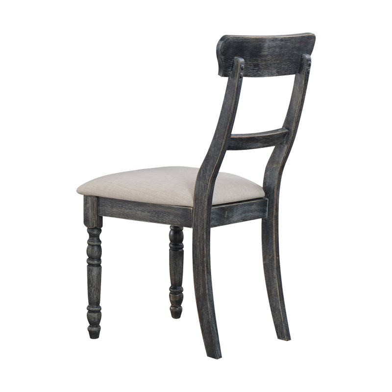 Ensemble de 2 chaises d'appoint en lin brun clair patiné au fini gris patiné