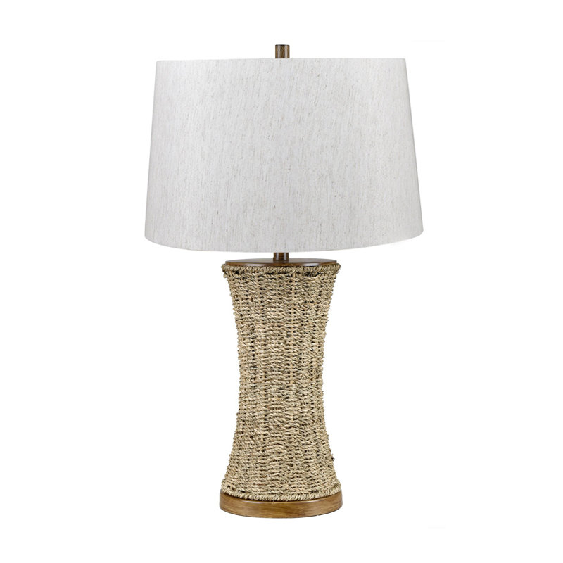 29.5" Metal Table Lamp With Oat Shade
