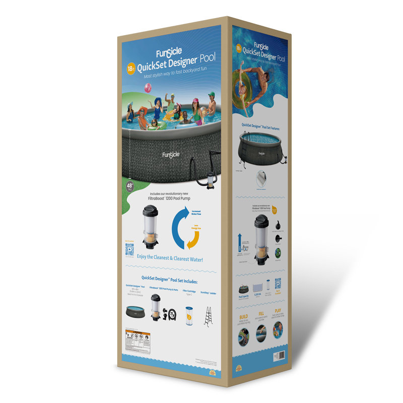 Piscine hors-sol Funsicle QuickSet, L 144 po x l 144 po x H 36 po, SkimmerPlus Pump