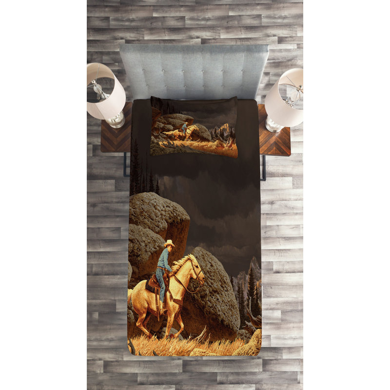 Farmhouse / Country Polyester Coverlet, Twin Bedspread + 1 Sham