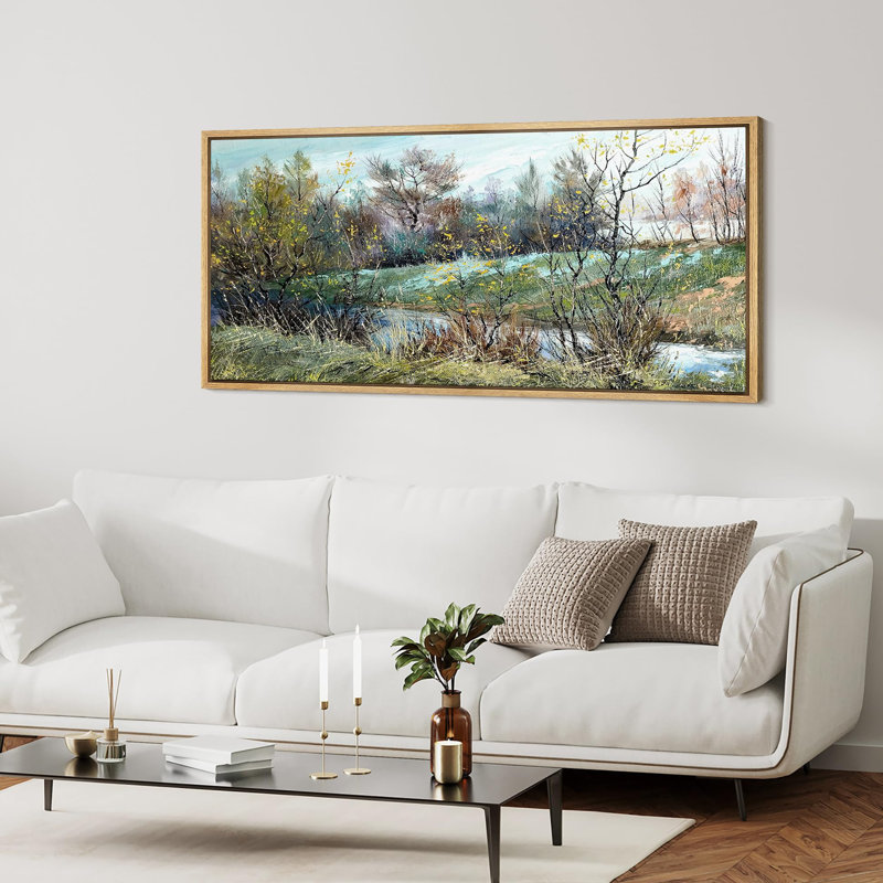 «Springtime Brushstroke Nature Scene», reproduction d'art sur toile, H 30 po x l 60 po, Naturel